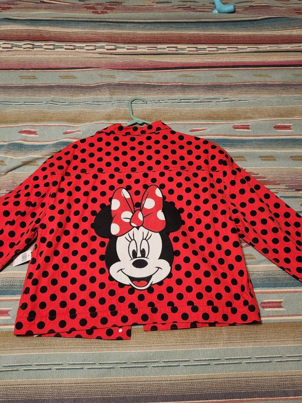 Disney NWT Minnie Mouse Red Black Polka Dot Jacket Adult Size L Lined Pockets